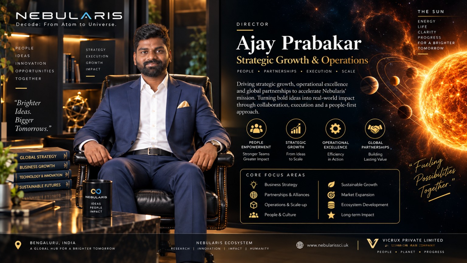 Ajay Prabakar — Director of strategic growth and operations, represented by the Sun